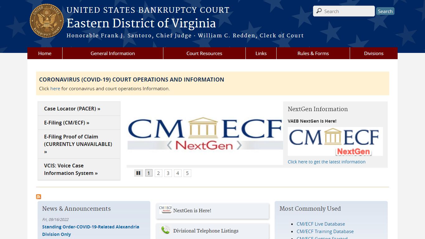 Eastern District of Virginia | United States Bankruptcy Court