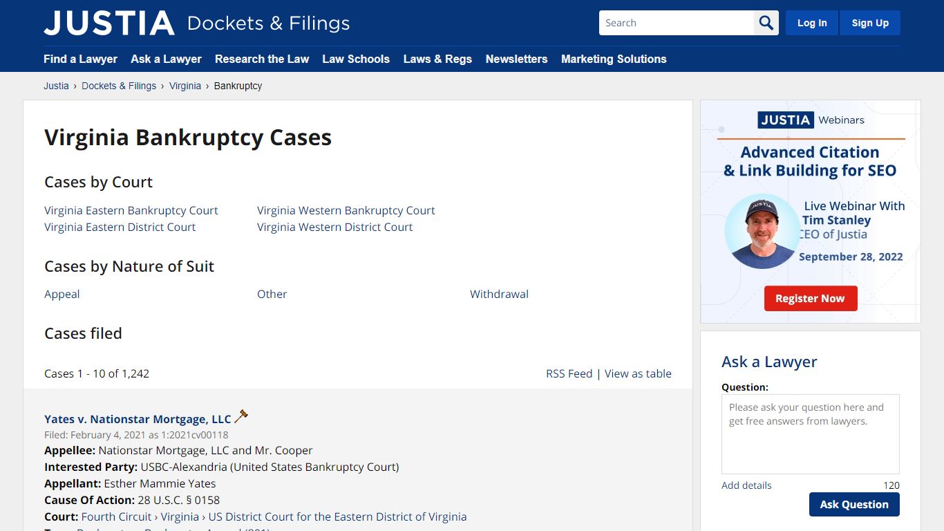 Virginia Bankruptcy Cases - Justia Dockets & Filings